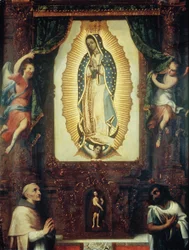 Altarpiece of the Virgin of Guadalupe with Saint John the Baptist, Fray Juan de Zumárraga and Juan Diego